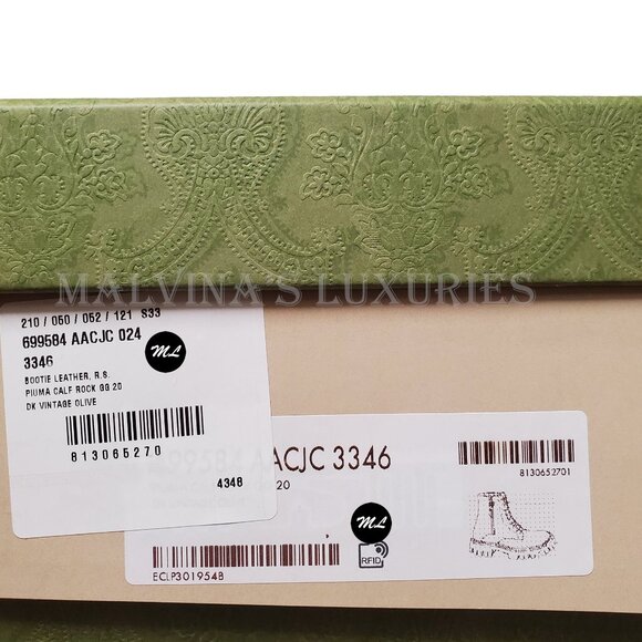 GUCCI BOOTS MENS ANKLE GREEN GG LOGO LEATHER ZIPPER LACE-UP sz 10 10.5 - Picture 16 of 16